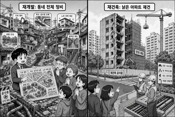 재개발과 재건축 차이, 핵심은 낡은 아파트가 아니라 정비 대상입니다
