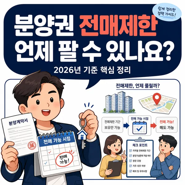 분양권 전매제한 뜻, 언제 팔 수 있는지 쉽게 정리했습니다