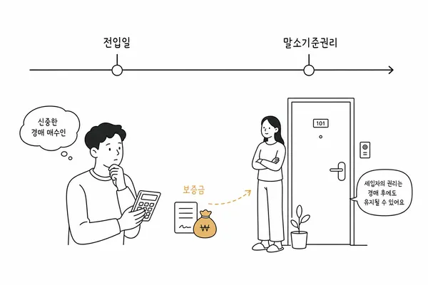 임차인의 전입일이 말소기준권리보다 앞서는 상황을 계산기로 확인하는 경매 투자자