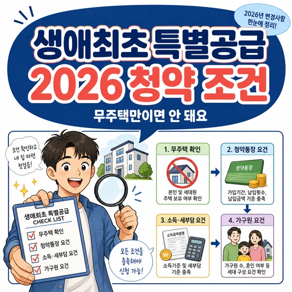 생애최초 특별공급 조건, 무주택만으로는 부족합니다