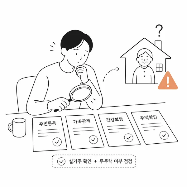 노부모부양 특별공급 무주택 기준과 주민등록 서류를 확인하는 일러스트