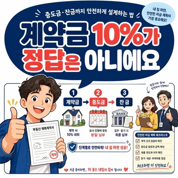계약금, 중도금, 잔금 구조 정리: 주택 매매 전 꼭 확인할 지급 일정