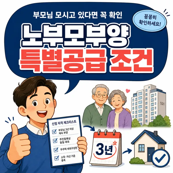 노부모부양 특별공급 조건, 부모님 모시고 있다면 꼭 확인하세요