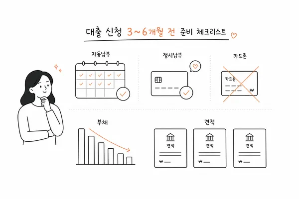 주담대 신청 전 3개월에서 6개월 동안 점검할 신용관리 체크리스트 그림