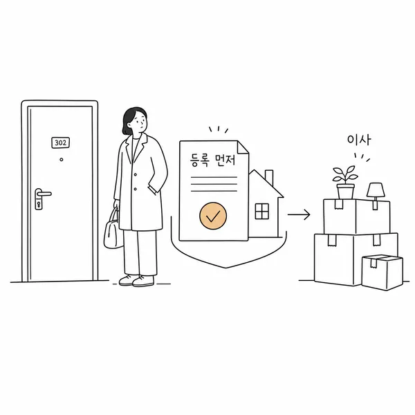 이사 전 임차권등기 완료를 확인하고 이동하는 임차인 이미지