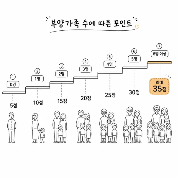 부양가족 수에 따른 청약가점 계산표 일러스트
