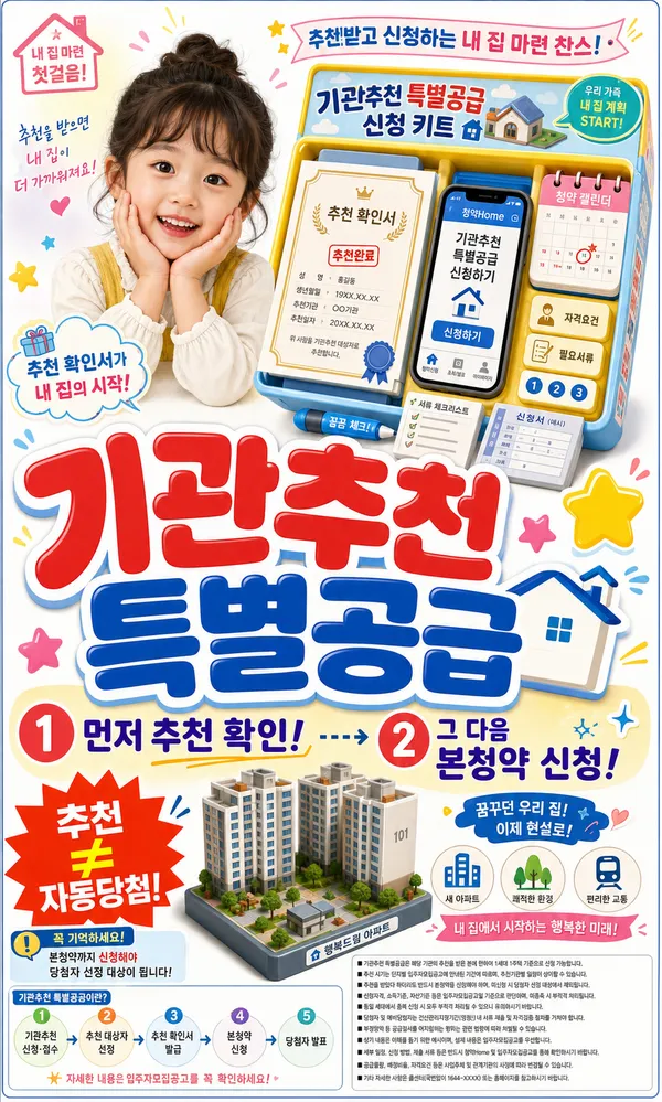 기관추천 특별공급 뜻, 추천만 받으면 당첨될까요?