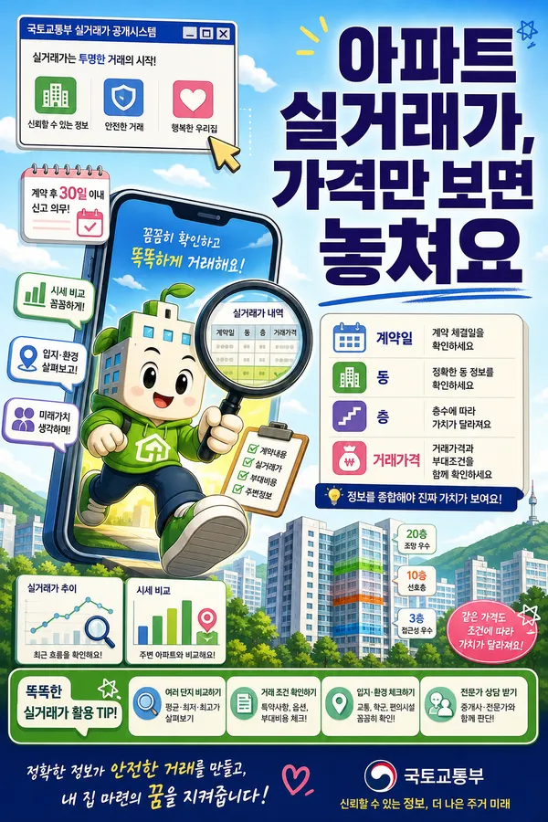 아파트 실거래가를 볼 때 층·동·계약일 함께 확인하기