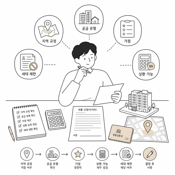 청약 당첨 포기 전 지역 규제, 공급 유형, 자금 계획을 점검하는 체크리스트 이미지