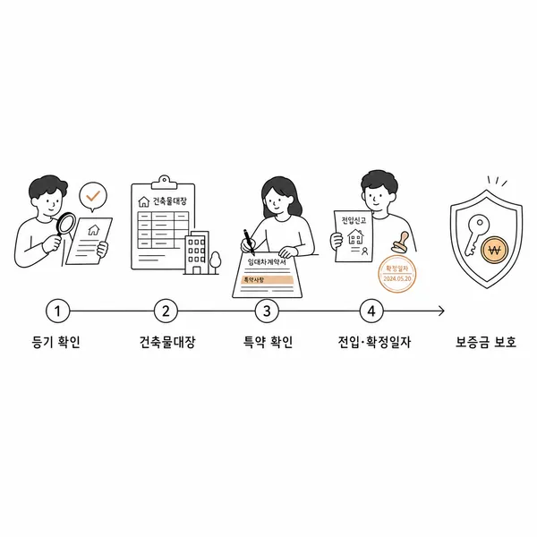 등기부와 건축물대장 확인부터 전입신고와 보증금 보호까지 이어지는 전세 계약 점검 절차