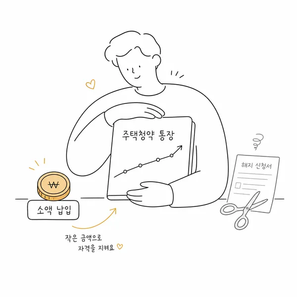 해지 서류 대신 청약통장을 유지하며 작은 금액을 납입하는 모습