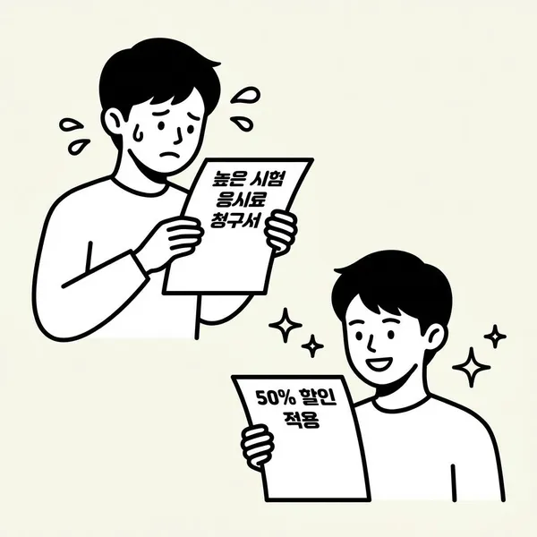 시험 응시 및 학습 이미지