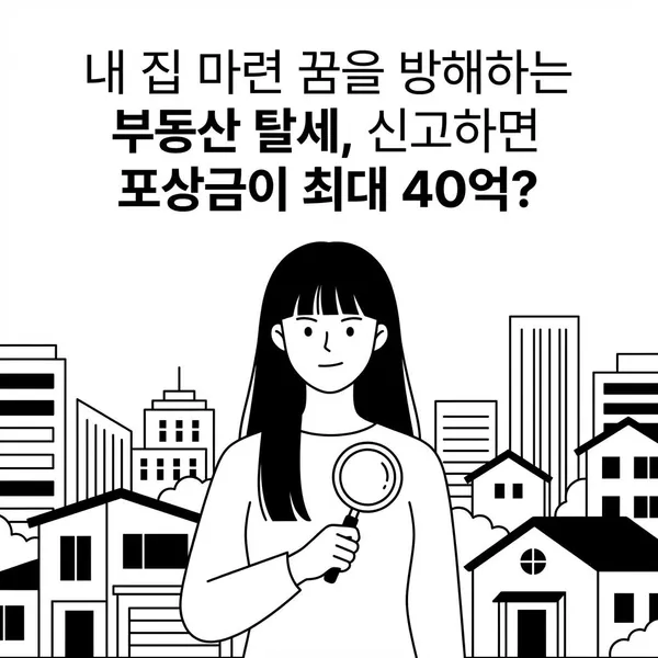 내 집 마련 꿈을 방해하는 부동산 탈세,  신고하면 포상금이 최대 40억?