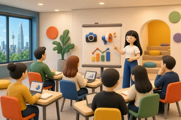 서울 청소년센터 회의실에서 교육받는 담당자들