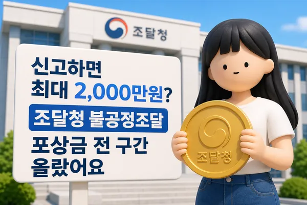 신고하면 최대 2,000만원? 조달청 불공정조달 포상금 전 구간 올랐어요