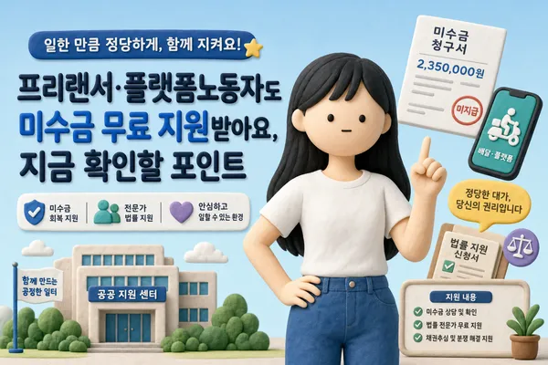 프리랜서·플랫폼노동자도 미수금 무료 지원받아요, 지금 확인할 포인트