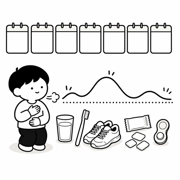 7일 금연 계획과 대체 행동 도구를 보여주는 일러스트