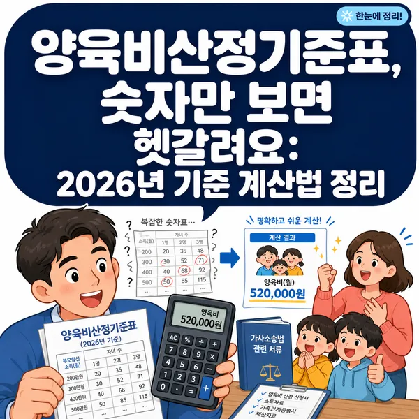 양육비산정기준표, 숫자만 보면 헷갈려요: 2026년 기준 계산법 정리
