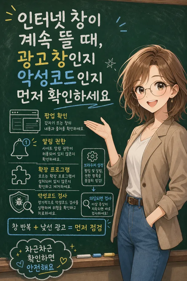 인터넷 창이 계속 뜰 때, 광고창인지 악성코드인지 먼저 확인하세요
