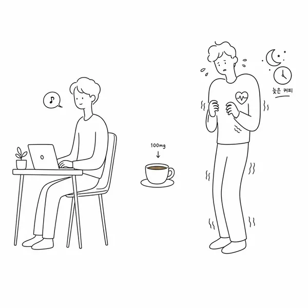 같은 커피를 마셔도 한 사람은 집중하고 다른 사람은 두근거림과 불면을 느끼는 카페인 민감도 차이 그림