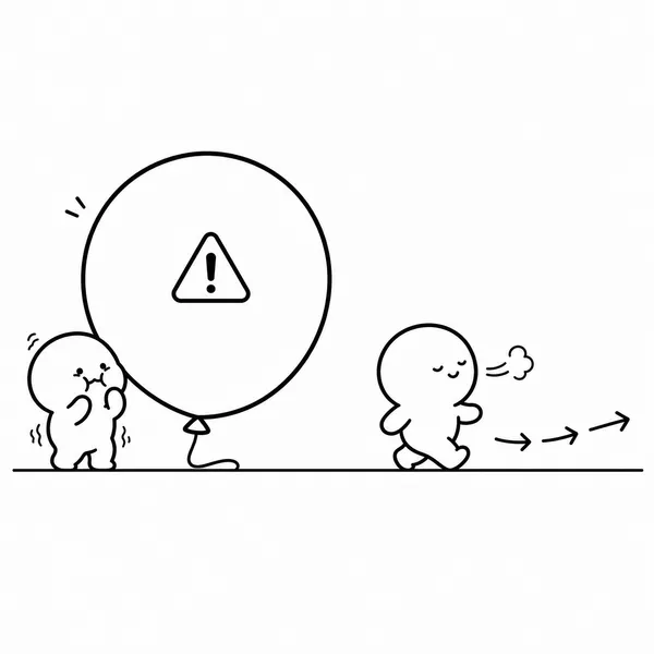 숨 오래 참기와 풍선 불기보다 천천히 내쉬며 걷는 방법이 더 안전하다는 점을 비교한 그림