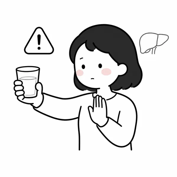 술을 마신 뒤 얼굴이 빨개지는 반응이 몸의 경고 신호임을 보여주는 그림