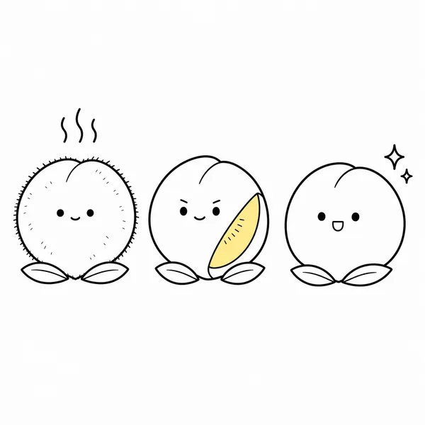 백도, 황도, 천도복숭아의 차이를 비교한 복숭아 캐릭터 일러스트