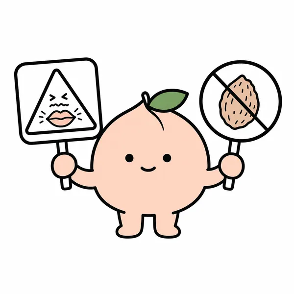 복숭아 알레르기와 씨앗 섭취 주의점을 알려주는 안전 정보 일러스트