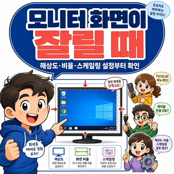 모니터화면짤림현상해결할수있는방법모음