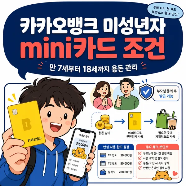 카카오뱅크 미성년자도 쓸 수 있을까? 청소년 발급 조건부터 한도까지 정리해요
