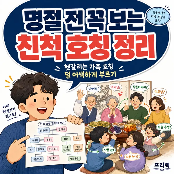 명절 전에 보는 친척 호칭 정리 표지 일러스트