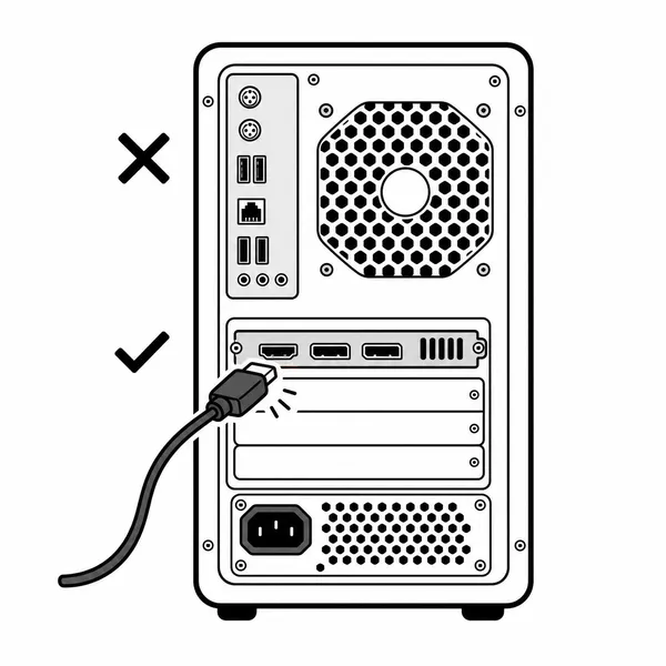 데스크톱 PC 뒷면에서 메인보드 포트가 아닌 그래픽카드 HDMI와 DP 포트에 연결하는 방법