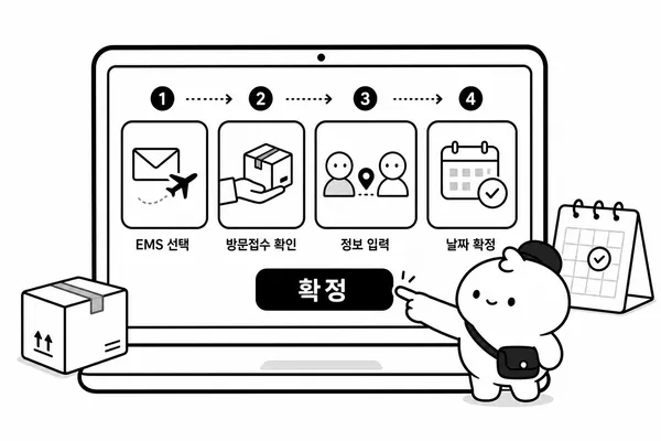 인터넷우체국 EMS 방문접수 신청 흐름 안내 이미지