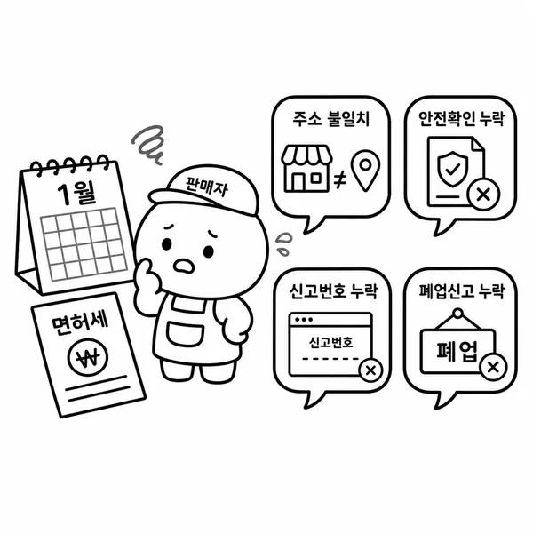 통신판매업 등록면허세와 신고 과정에서 자주 발생하는 실수를 안내하는 이미지