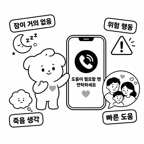 조울증 치료 중 빠른 도움이 필요한 신호를 안내하는 일러스트