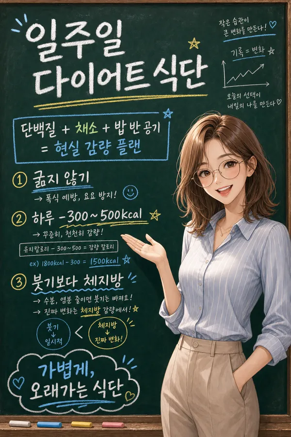 일주일다이어트식단, 굶지 않고 체지방 감량에 가까워지는 현실적인 7일 플랜