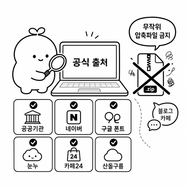 공식 폰트 배포처를 확인하고 안전한 다운로드를 고르는 일러스트