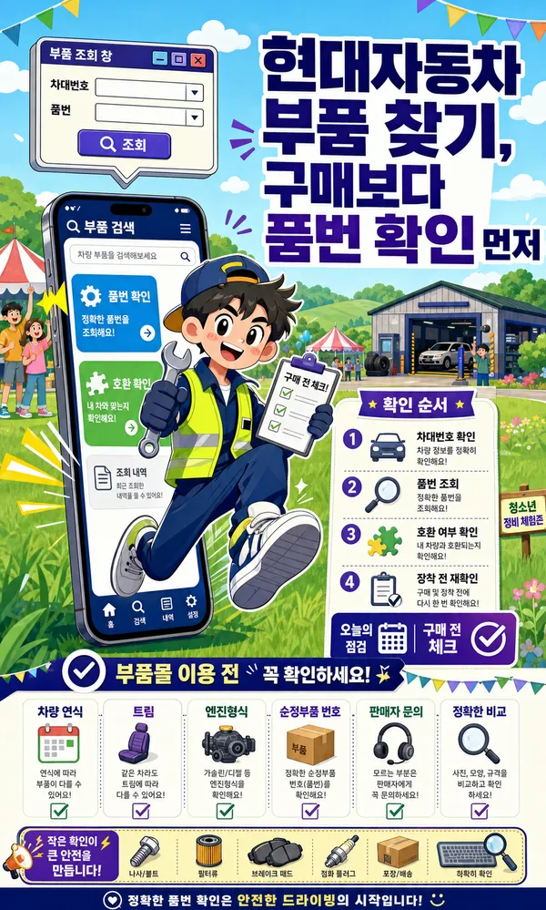 현대자동차부품몰 찾기 전 꼭 확인해야 할 부품번호와 구매 순서