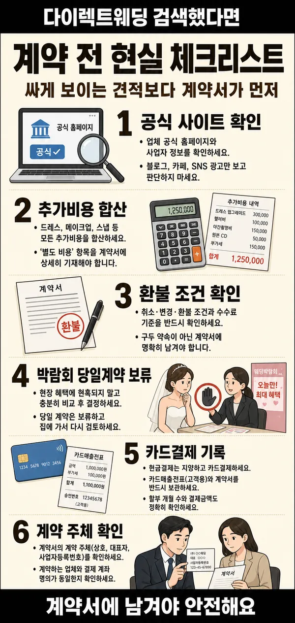 다이렉트웨딩, 계약 전에 꼭 확인해야 할 현실 체크리스트