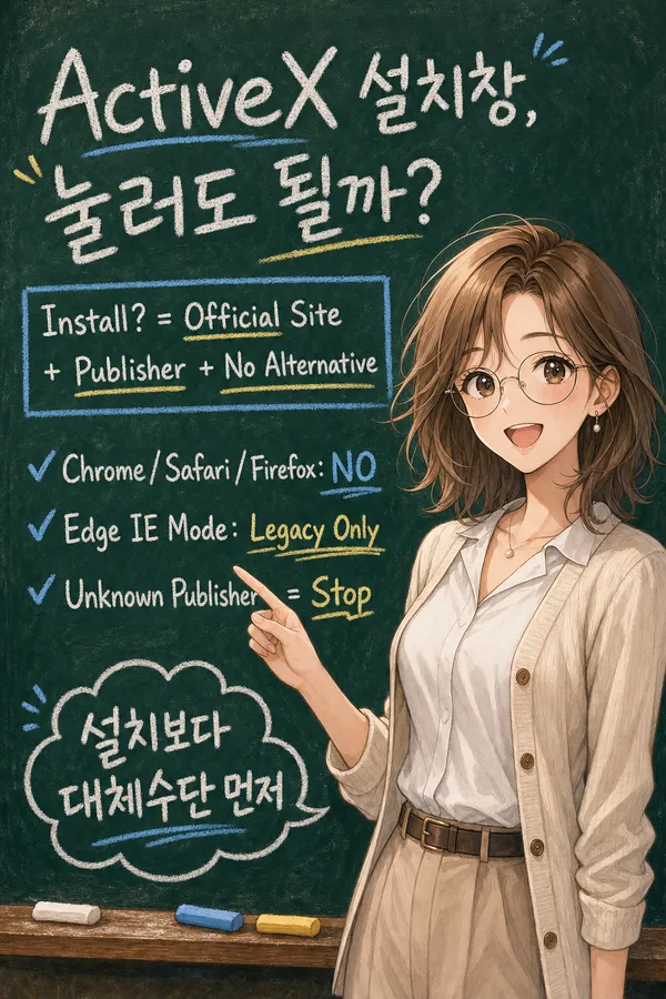 ACTIVEX설치, 지금도 해야 할까요? 설치창이 뜰 때 확인할 기준