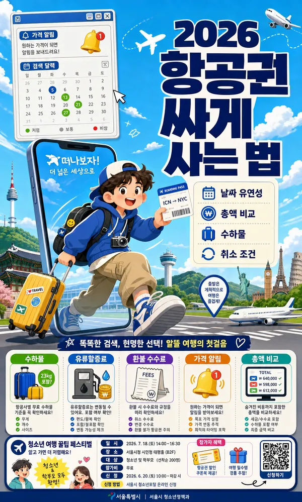 비행기표싸게사는법: 2026년 항공권은 요일보다 ‘총액’과 ‘출발일’을 먼저 보세요