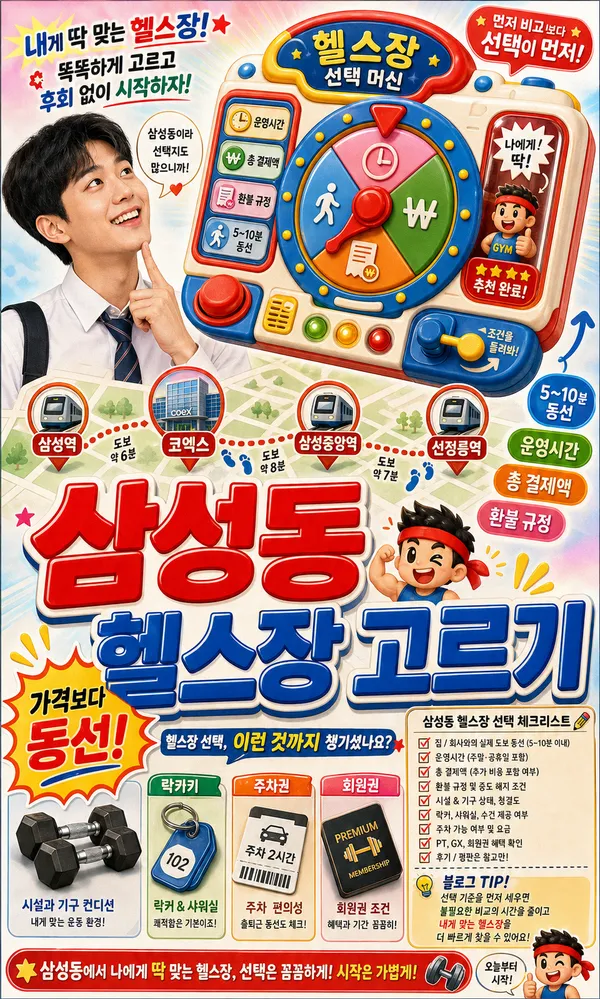 삼성동헬스장, 가격보다 먼저 봐야 오래 다닙니다
