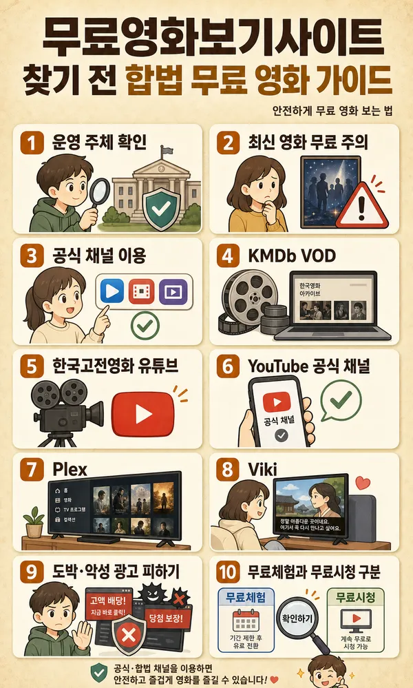 무료영화보기사이트 찾기 전 꼭 확인할 합법 무료 영화 가이드