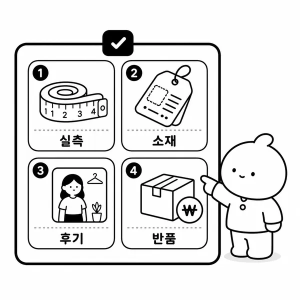 온라인 의류 구매 전 실측 사이즈, 소재, 후기 사진, 반품비를 확인하는 체크리스트