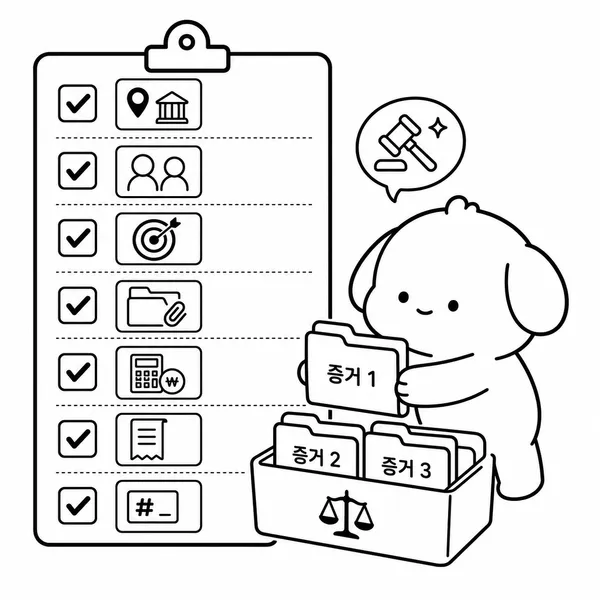 전자소송 첫 접수 전 관할 법원, 상대방 정보, 증거 파일, 비용 계산을 점검하는 체크리스트