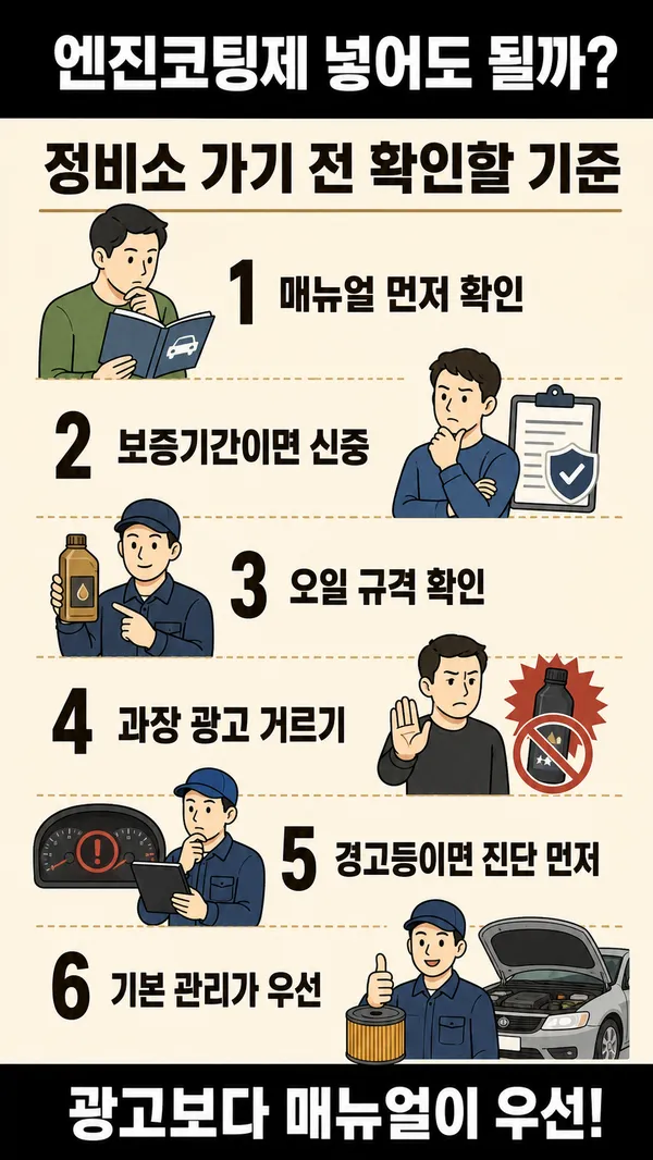 엔진코팅제, 정말 넣어도 될까요? 엔진오일 첨가제 선택 전 확인할 기준