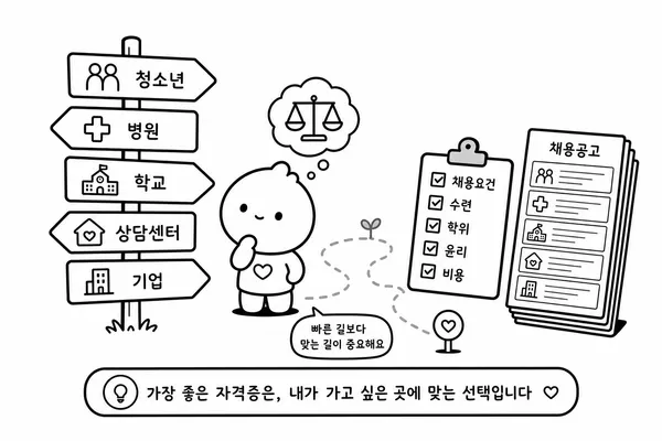 목표 직장에 맞춰 상담 자격을 선택하는 이미지