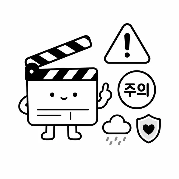 무거운 소재와 연령 등급을 알리는 영화 감상 주의 일러스트