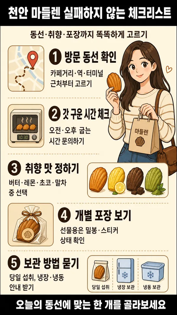 천안마들렌, 취향과 동선에 맞춰 고르는 방법
