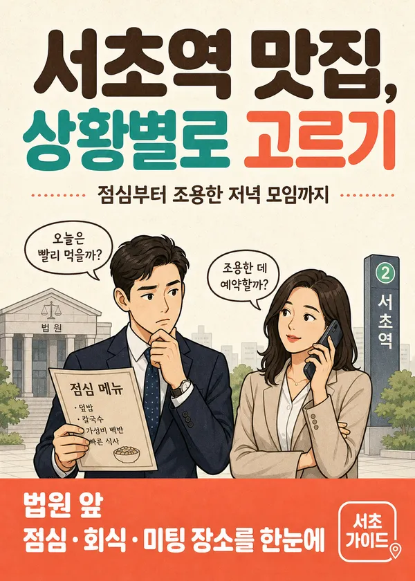서초역맛집, 법조타운 점심부터 조용한 저녁 약속까지 상황별 추천 기준